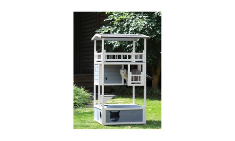 Outdoor Cat House Cat Tree Cat Condo Cat Shelter Weatherproof L Grey