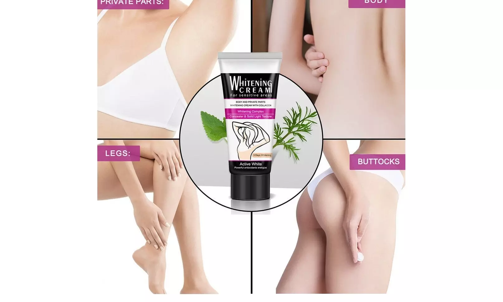 Collagen Body Bleaching Cream Face Whitening Lightening Dark Skin Bleach 60ml - Second Medium