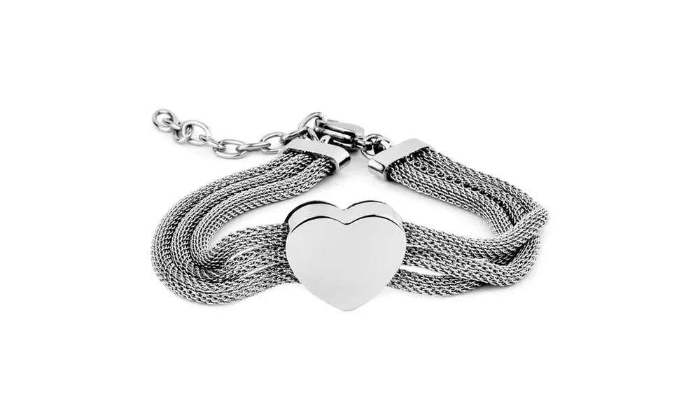 Stainless Steel Heart Mesh Rope Bracelet - Primary Image