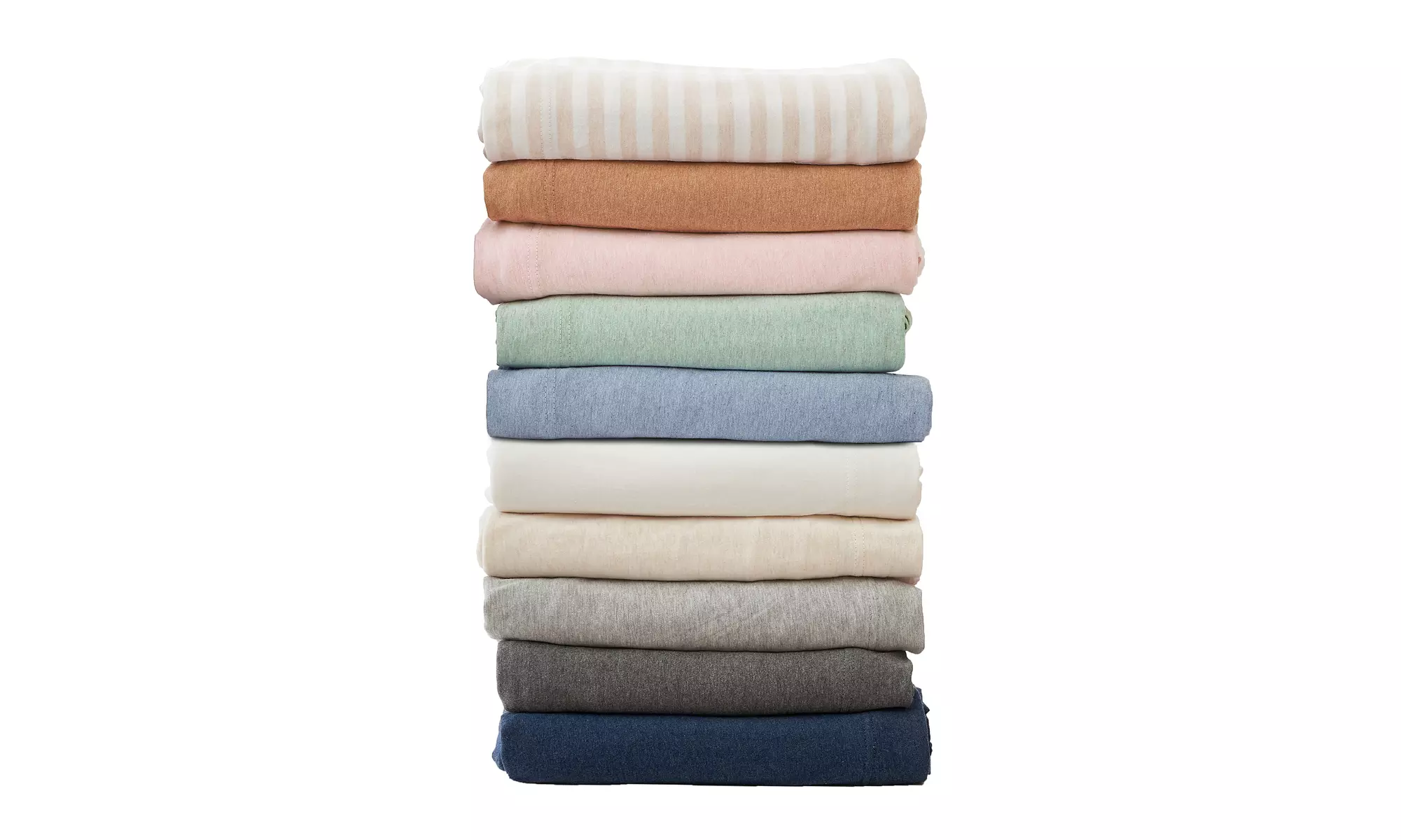 FreshFolds Ultra-Soft Cotton Heathered Melange Jersey Knit Sheet Set