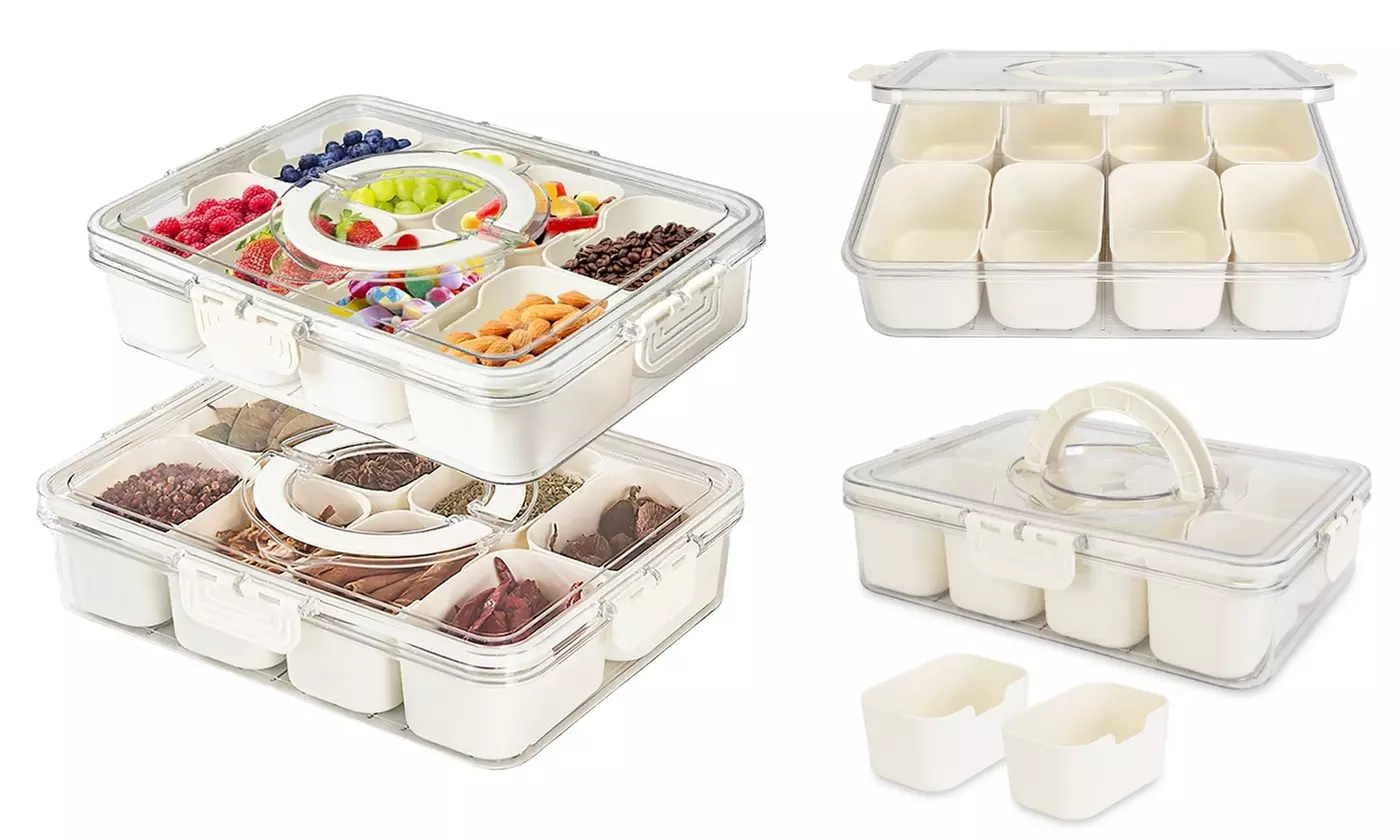 NewHome Eight-Compartment Snack Serving Tray and Food Container Platter Set - Primary Image