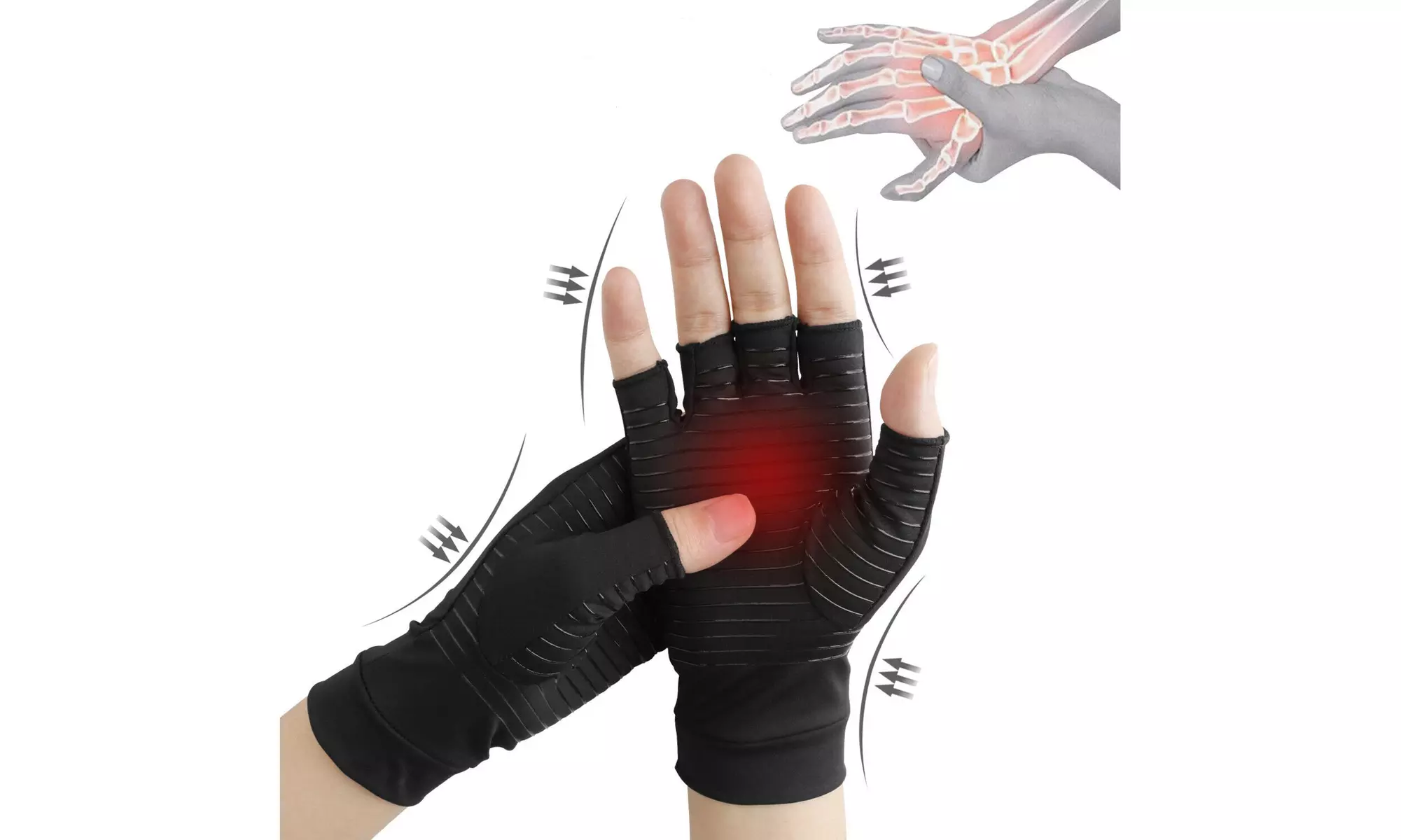 Copper Fit Compression Gloves Arthritis Carpal Tunnel Hand Wrist Brace Support - Primary Image