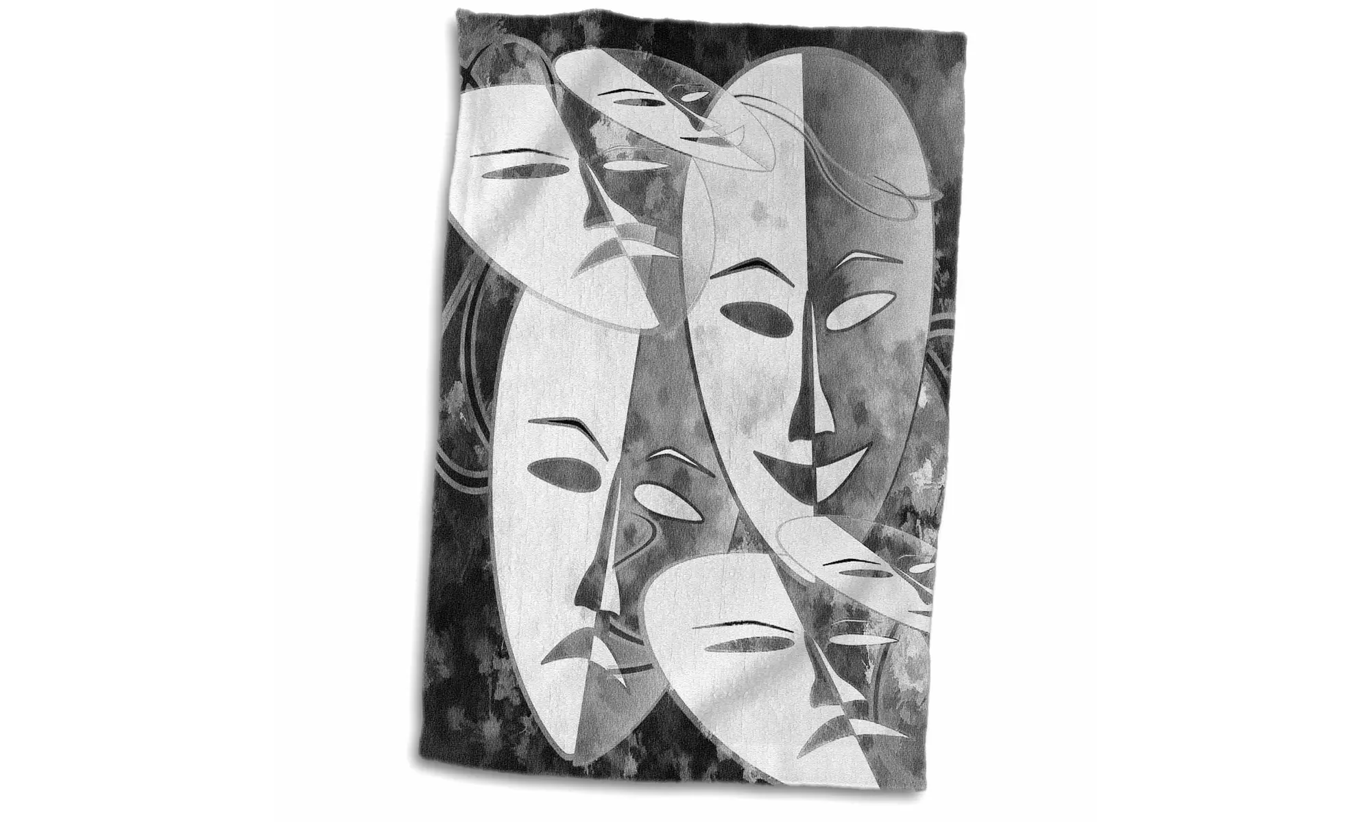  Towel - Theater masks. Carnival. Grey and white. - 15 by 22-inches  - Primary Image