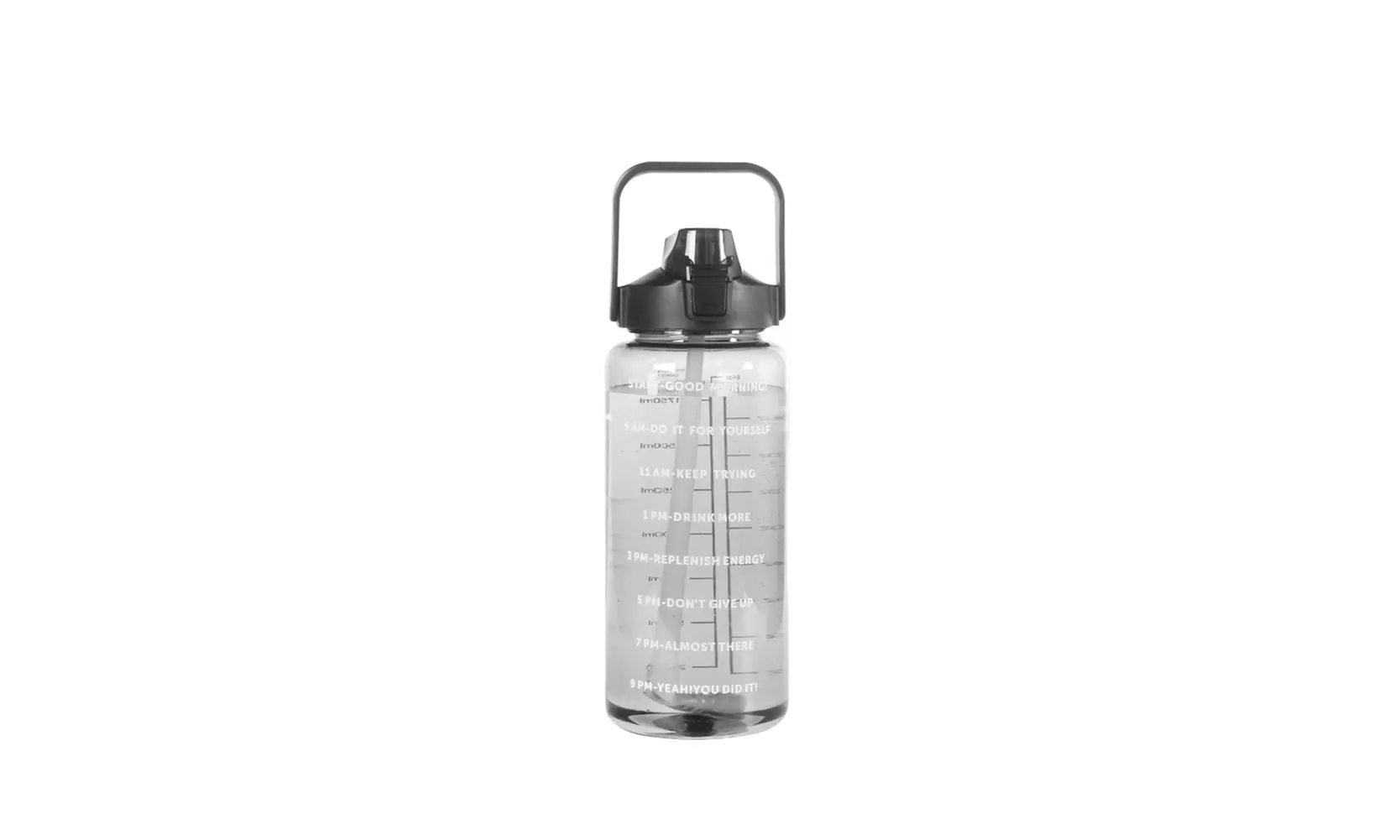 US 1-2 Pc Motivational Half Gallon/64 oz Water Bottle w/ Time Marker with straw