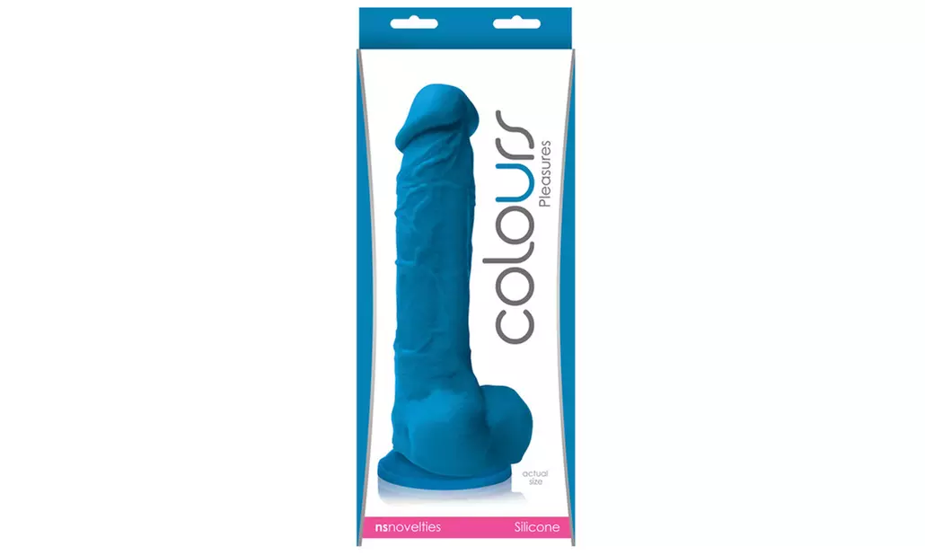 Colours Pleasures 8" Dildo w/Suction Cup Blue - Primary Image