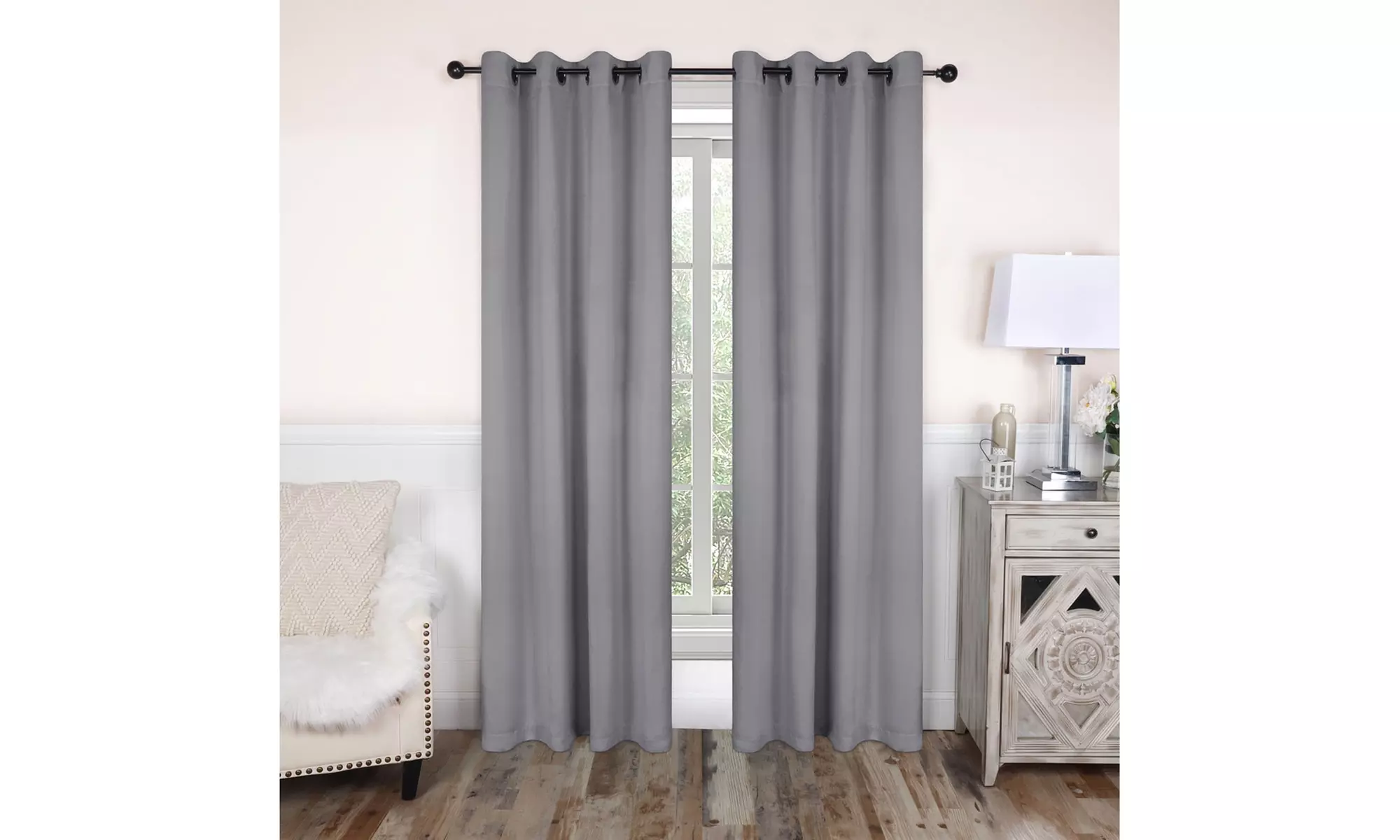 Superior Blackout Grommet Curtain Panel Set Room Darkening Curtains 52" x 108"