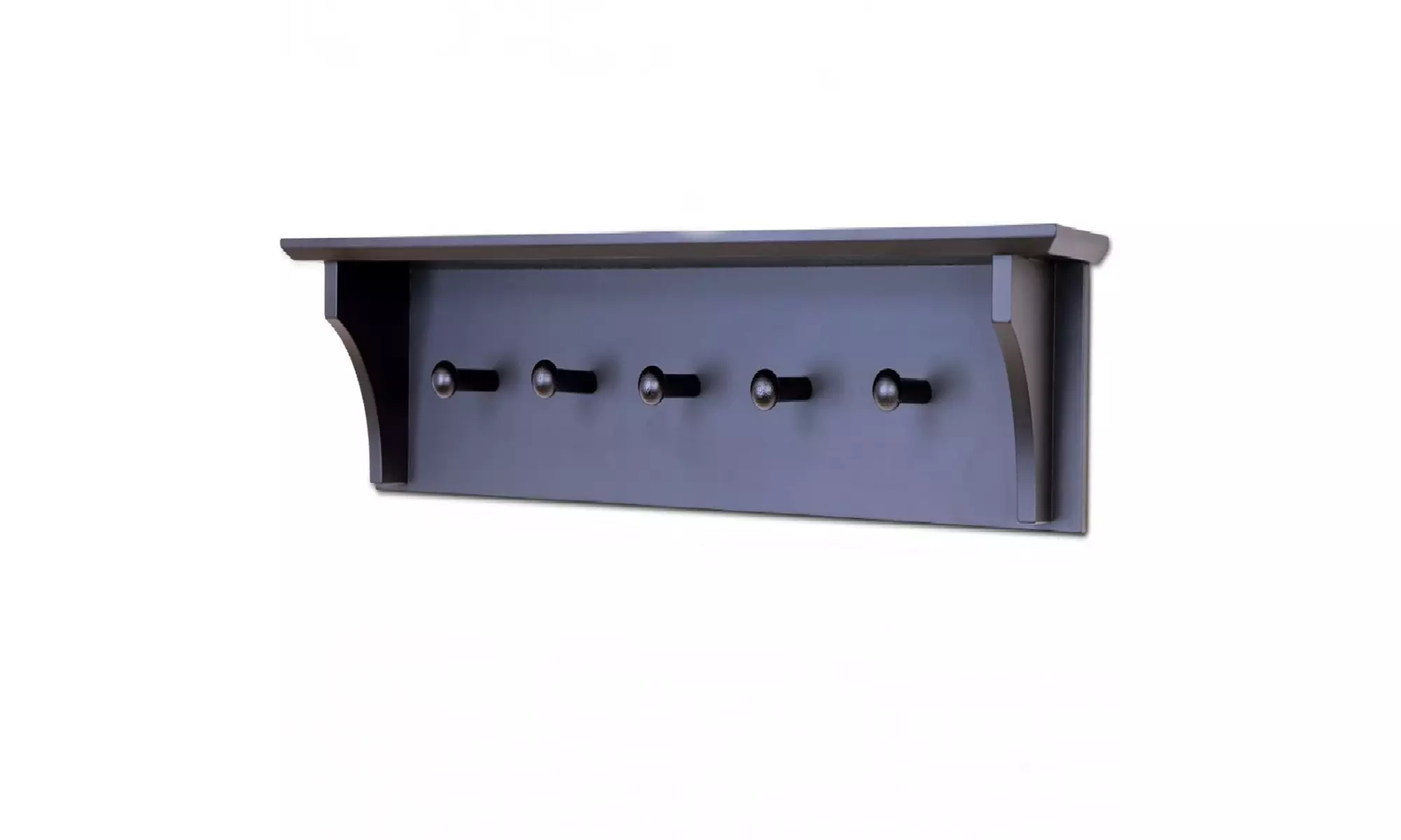 Floating Coat and Hat Wall Shelf Rack, 5 Pegs Hook - Second Medium