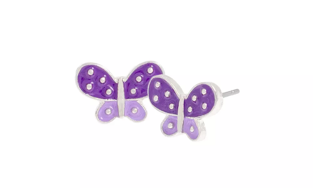 Butterfly Purple Stud Earrings - Primary Image