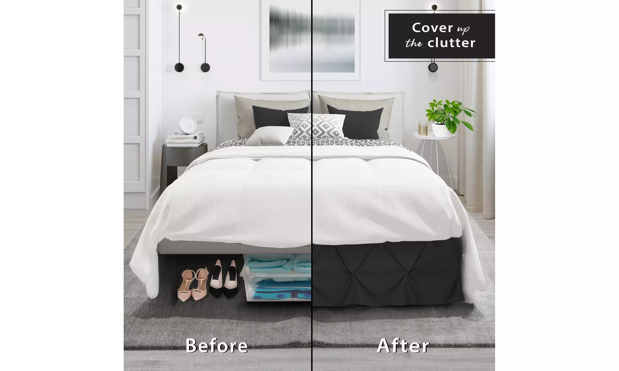 Nestl Pinch Pleat Bed Skirt - 14 inch Tailored Drop Pintuck Dust Ruffle
