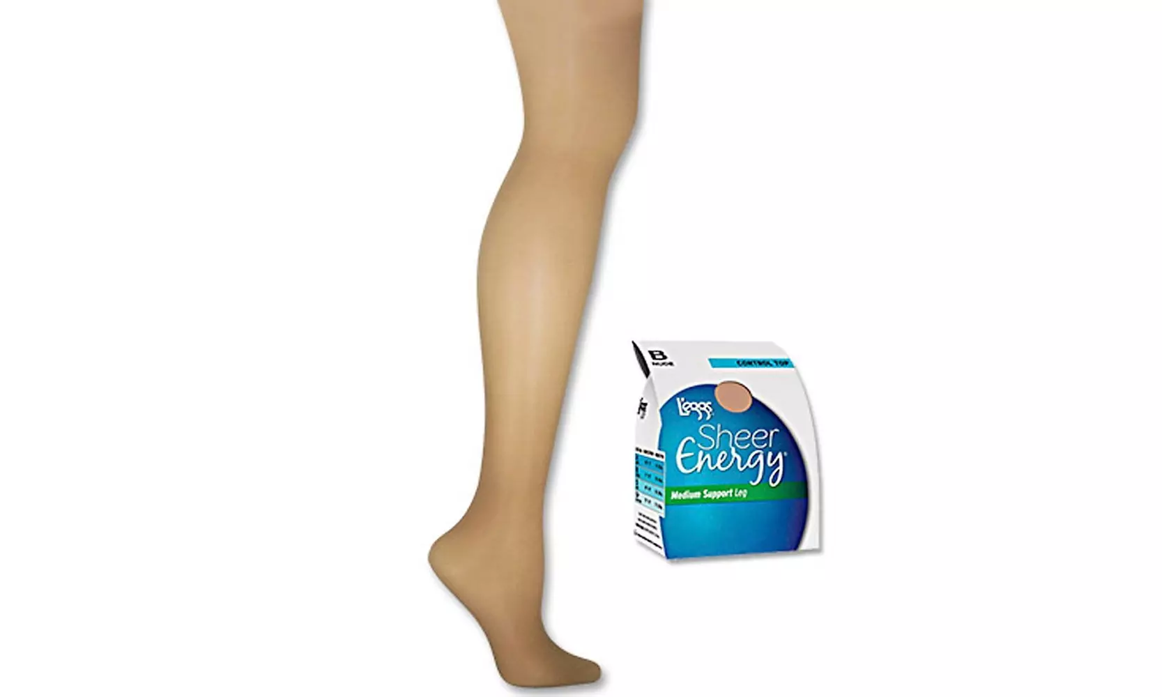 Leggs Suntan Sheer Energy Active Support Pantyhose, Size - Q, Large - Primary Image