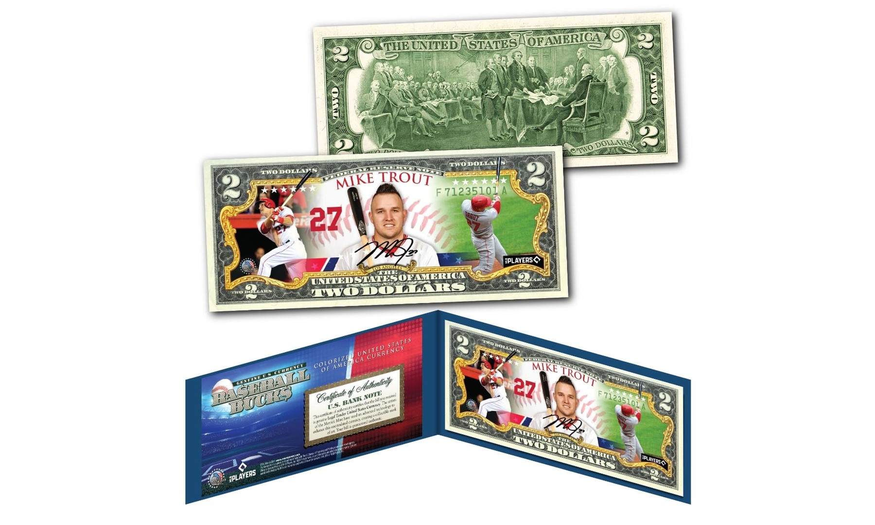 MIKE TROUT - LA Angels Baseball Bucks MLB Player Genuine 2 Dollar Bill