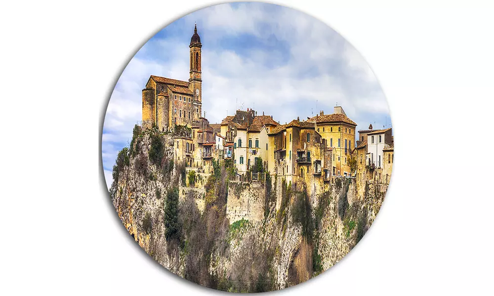 Toffia Hilltop Village' Disc Landscape Circle Metal Wall Art - Second Medium