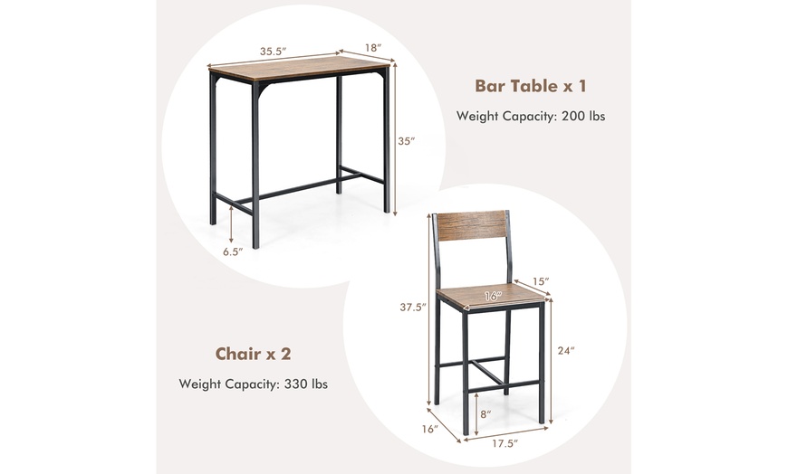 Up To 54% Off On Costway 3PCS Bar Table Set In... | Groupon Goods