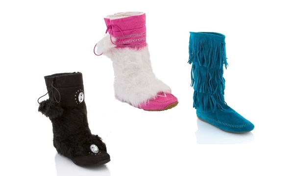 Moccasin booties with sales fur