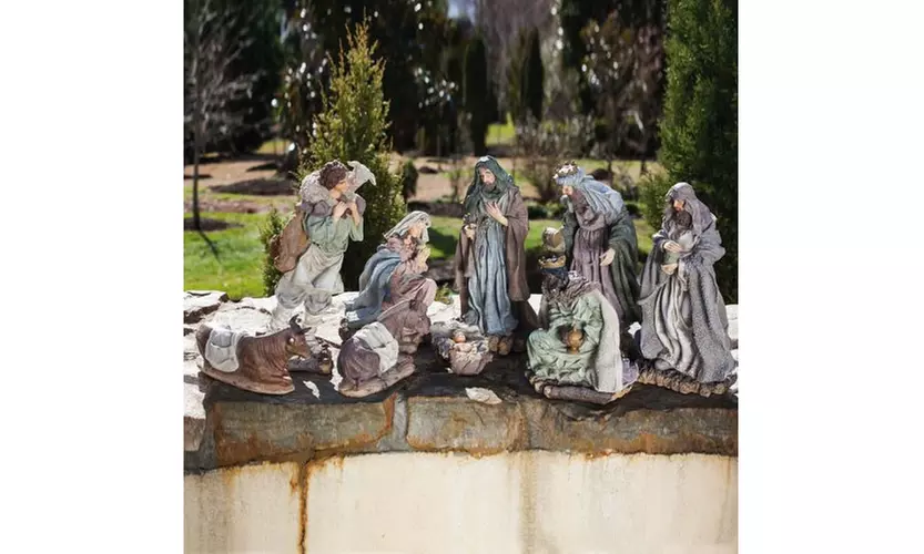 9 Piece Poly-stone Outdoor Nativity Set - Primary Image