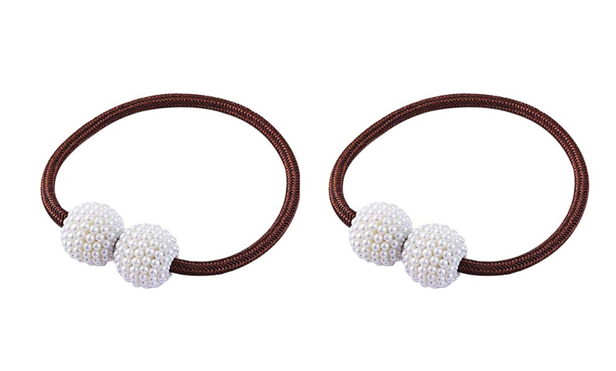 Image 13: 1Pair Magnetic Curtain Tiebacks Clips Pearl Decorative Drapery Rope Holdback