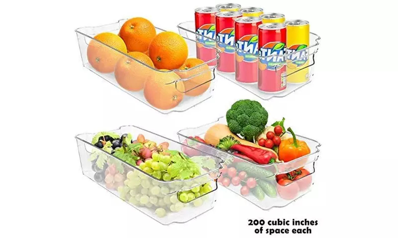 Clear Bins Stackable Storage Organizer Containers with Handles - Second Medium