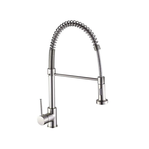 Brushed Nickel Kitchen Faucet Swivel Spout Pull Down Sink Single Hole