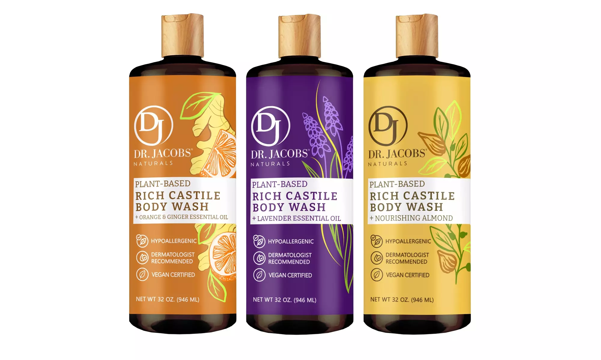 Dr. Jacobs Naturals Rich Castile Vegan Body Wash - Multiple Options -32oz - Second Medium