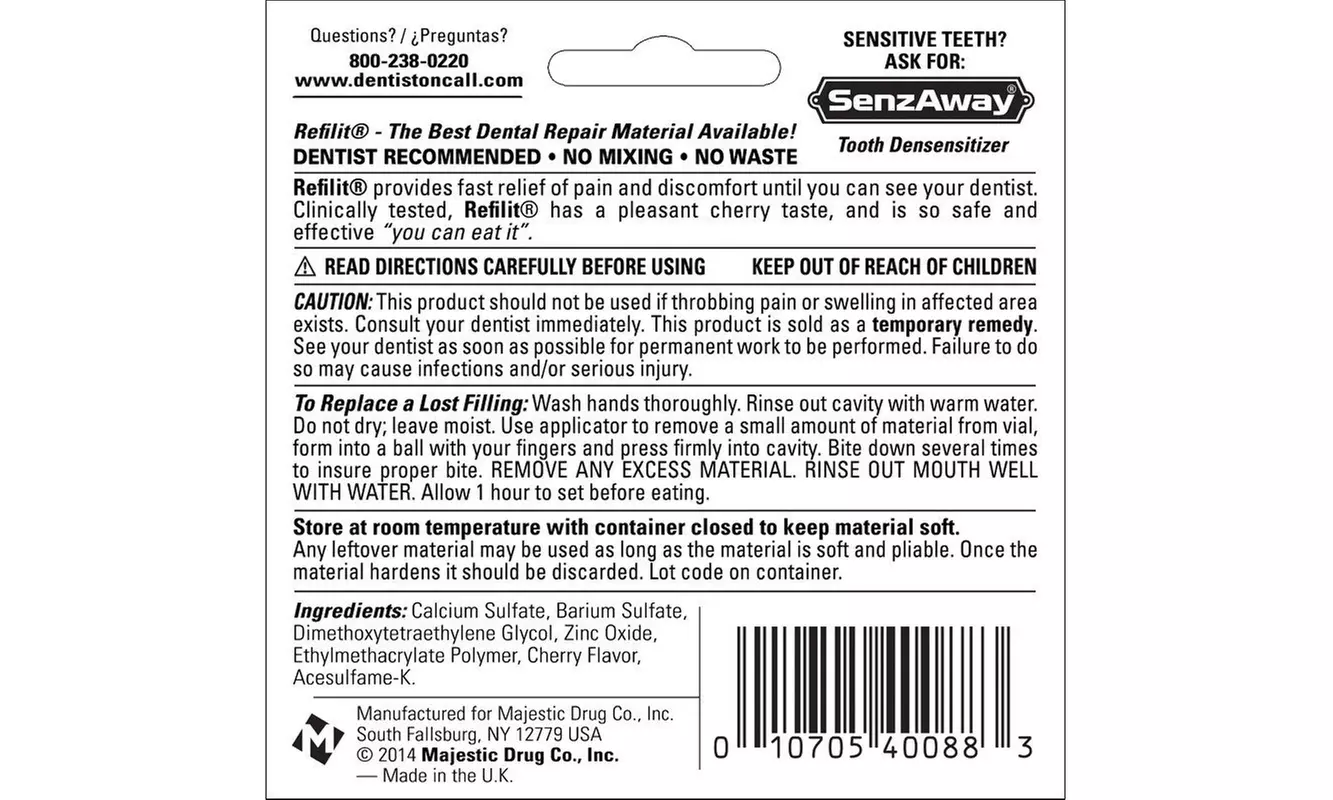 Refilit Temporary Dental Cement for Filling Repair - Second Medium