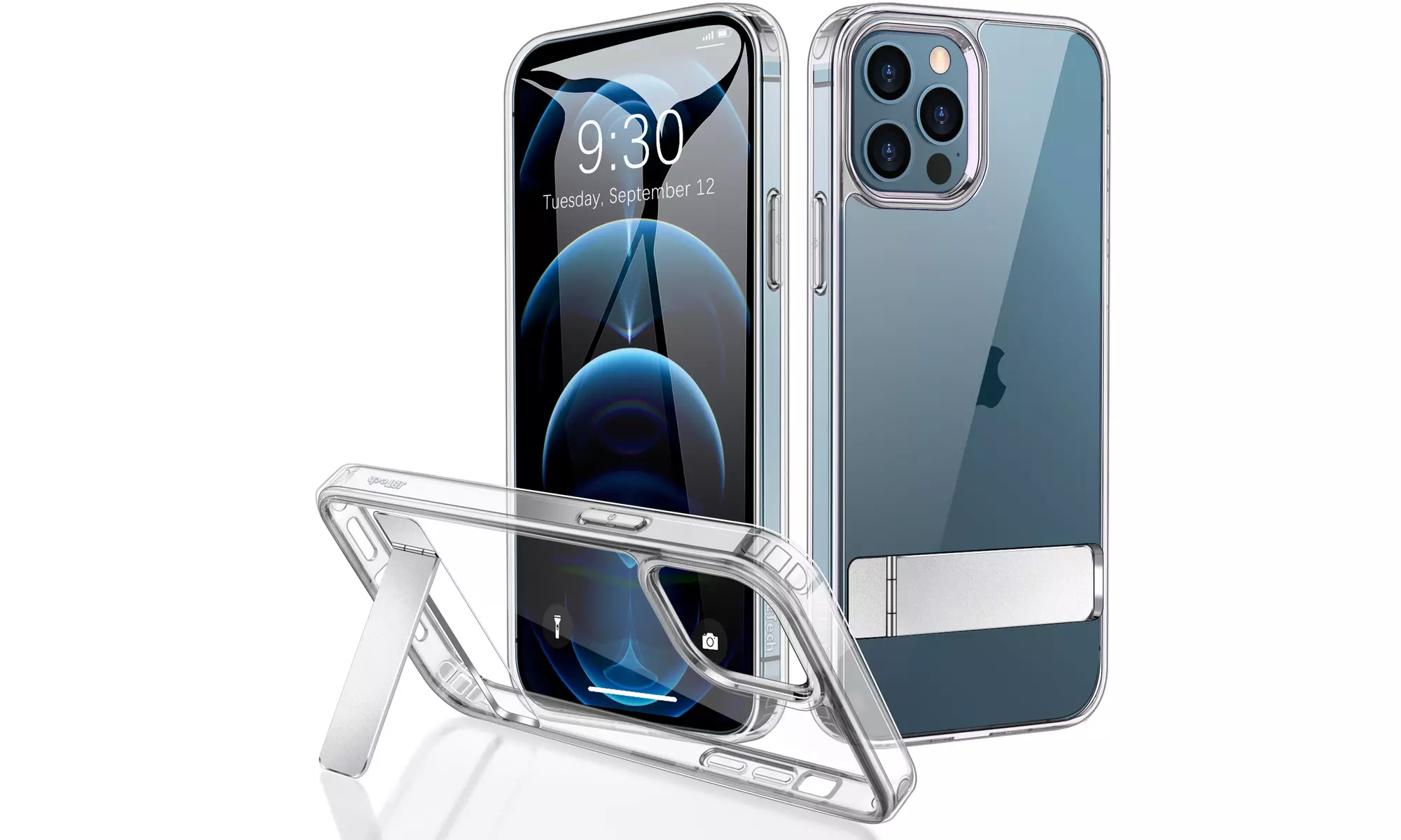 3-Way Metal Kickstand Case for iPhone 12/12 Pro/12 Pro Max/12 mini, Bumper Cover - Primary Image