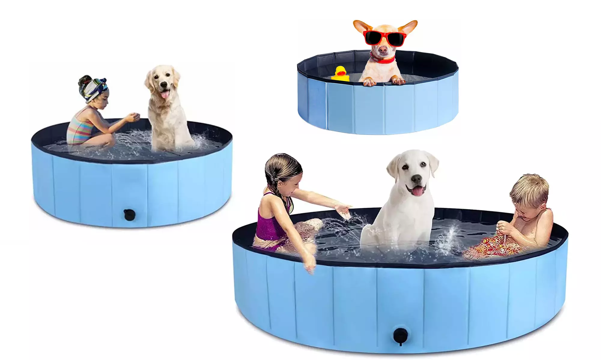 Foldable Dog Pool Pet Bathing Pool Kiddie Pool Hard PVC Slip-Resistant Bath Tub - Primary Image