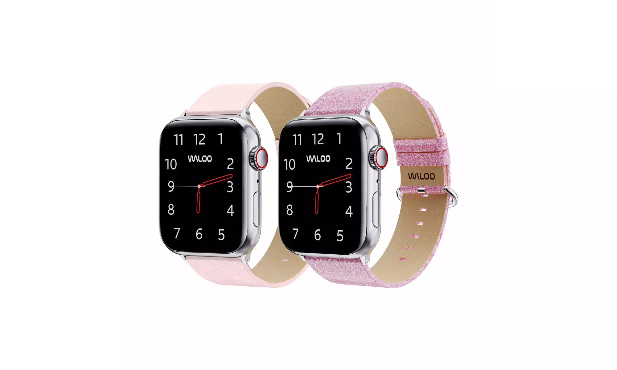 Waloo 2-Pack Leather Grain and Shiny Brilliance Apple Watch Bands