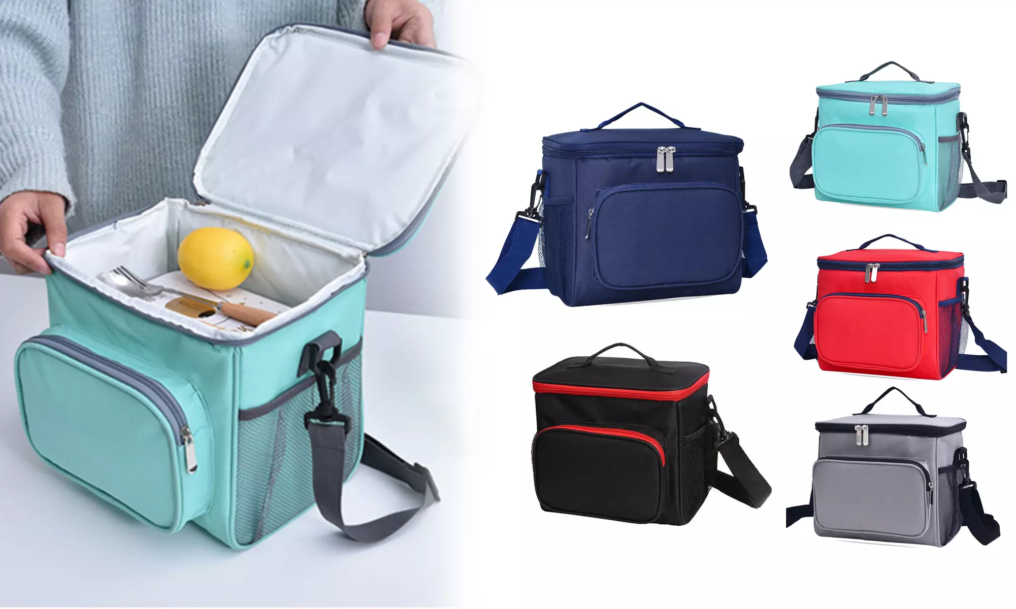 Insulated Lunch Bags 10L Large Leakproof Cooler Tote Bag with Removable Straps - Primary Image