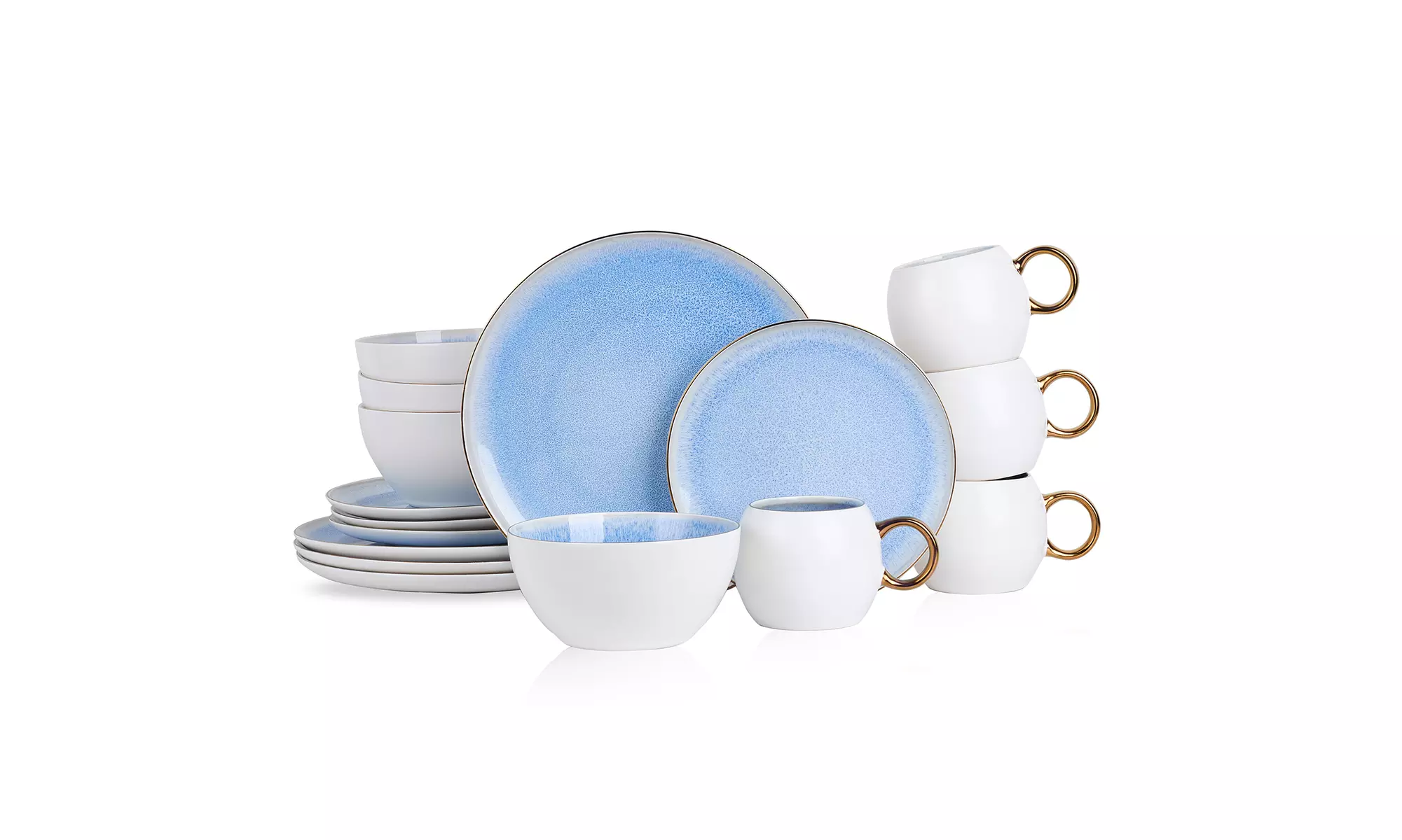 Stone Lain Josephine Porcelain, Round Dinnerware Set, 16 Pcs in Blue - Primary Image
