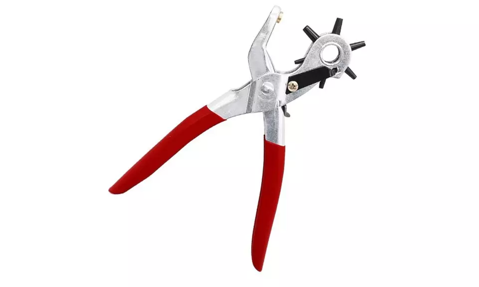 9" Leather Hole Punch Heavy Duty Hand Pliers Belt Holes 6 Sized Puncher Tool - Second Medium