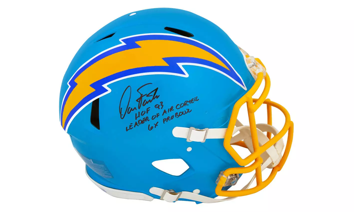 Dan Fouts Signed Chargers FLASH Riddell Full Size Auth Speed Helmet w/3-Ins - Primary Image
