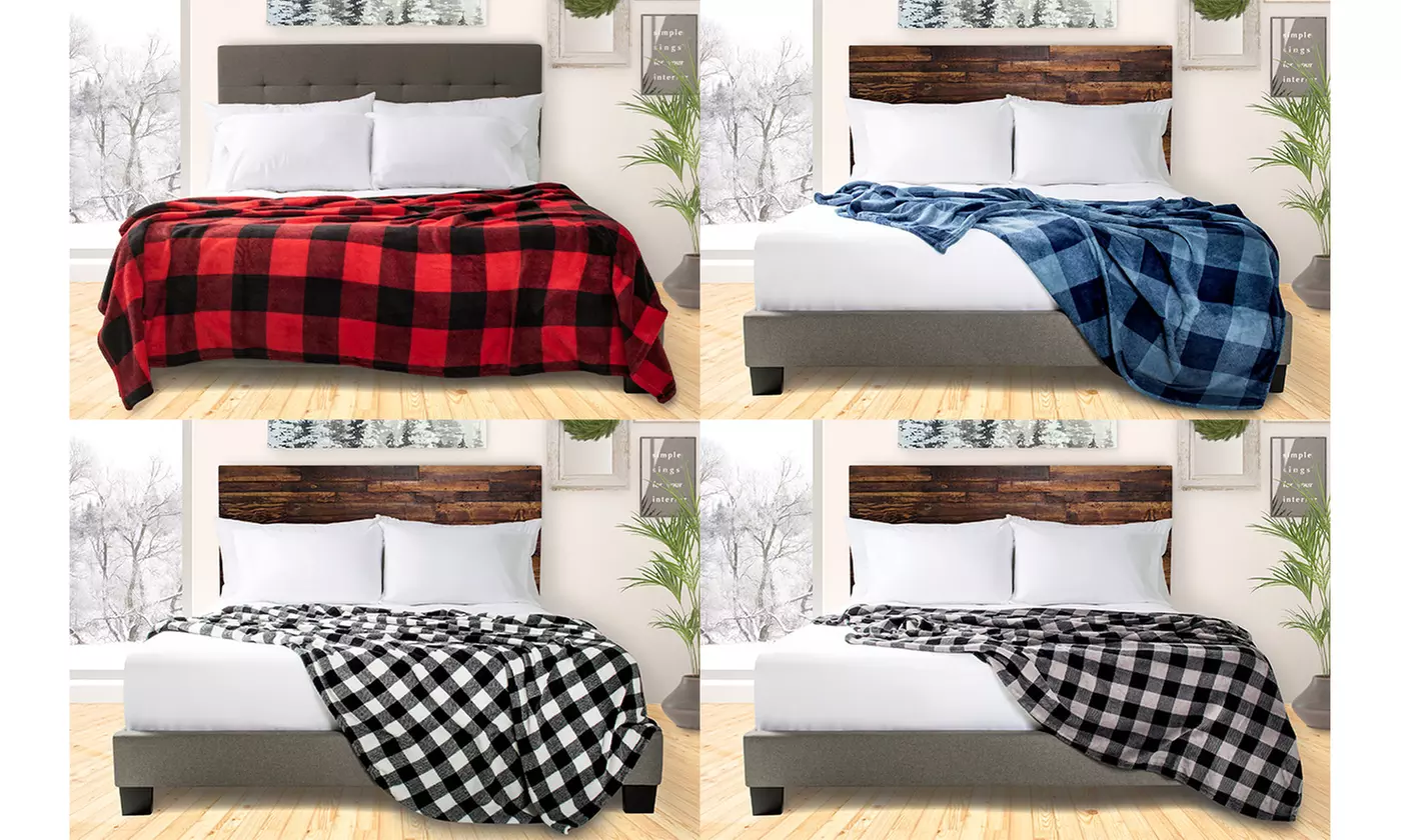 Luxury Super Soft & Cozy Premium Oversized Printed Buffalo Plaid Throw Blankets - Primary Image