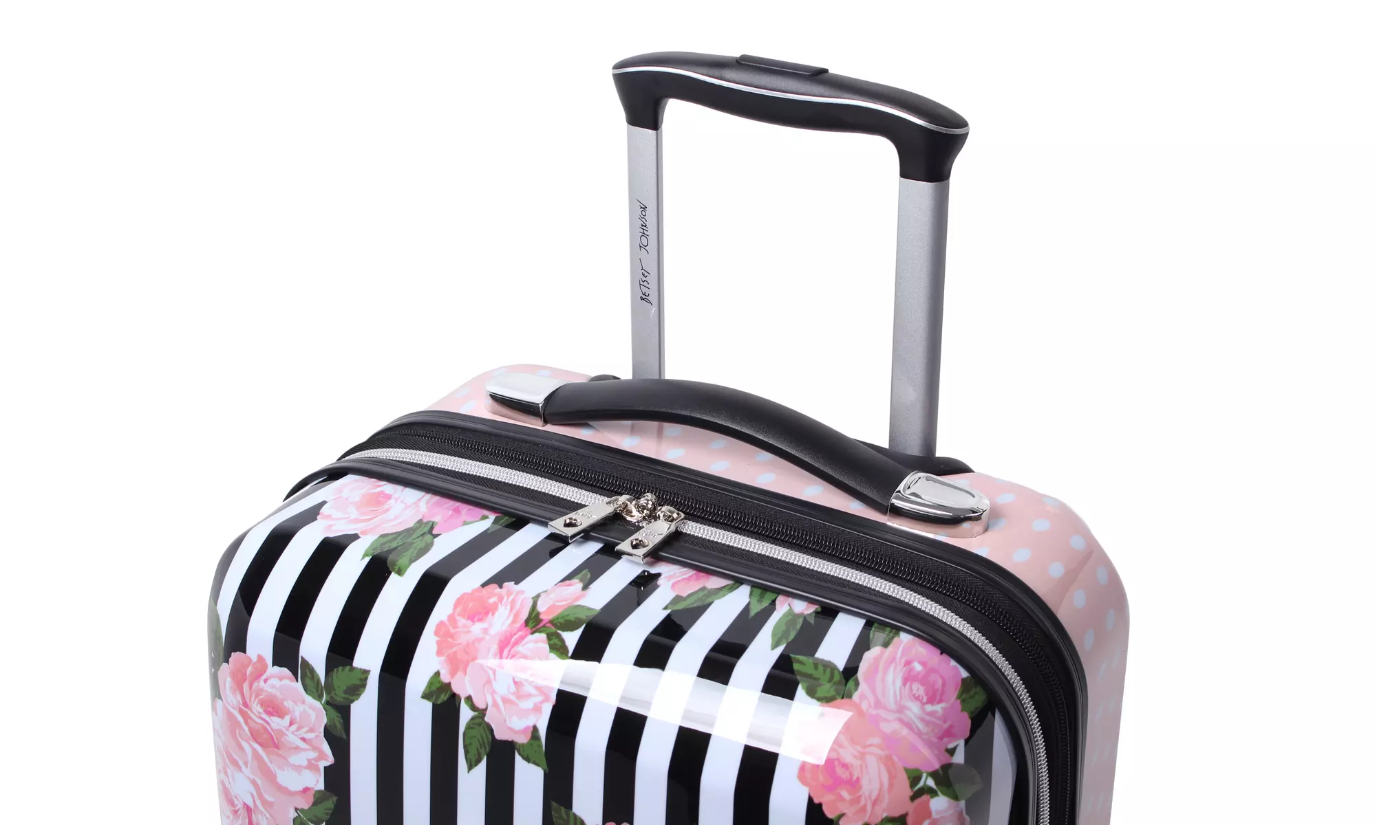 Betsey Johnson Stripe Roses Hardside Spinner Luggage set - Second Medium