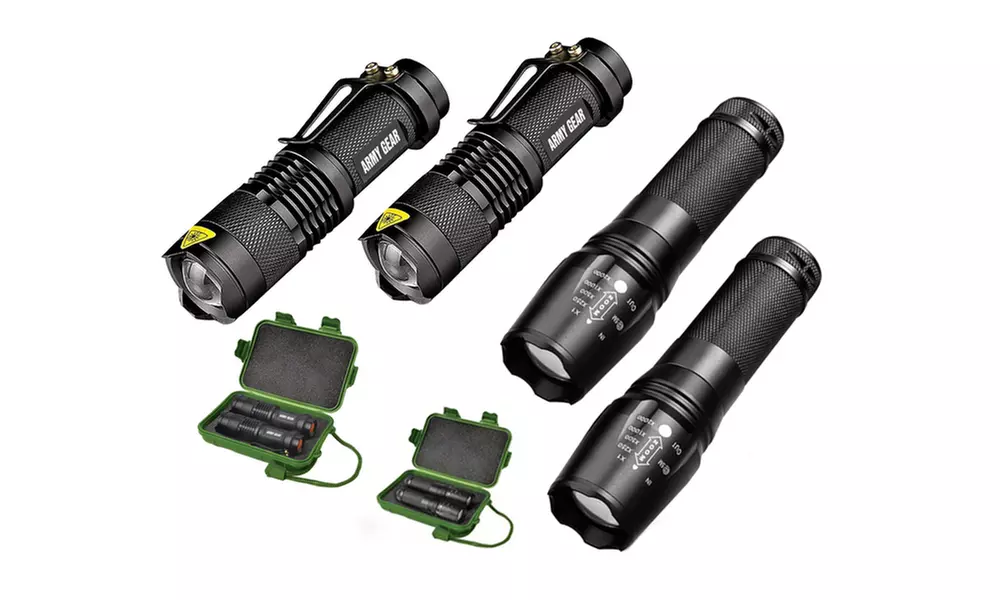 Army Gear 500-Lumen and 800-Lumen Flashlight Set with Cases (6-Piece) - Primary Image