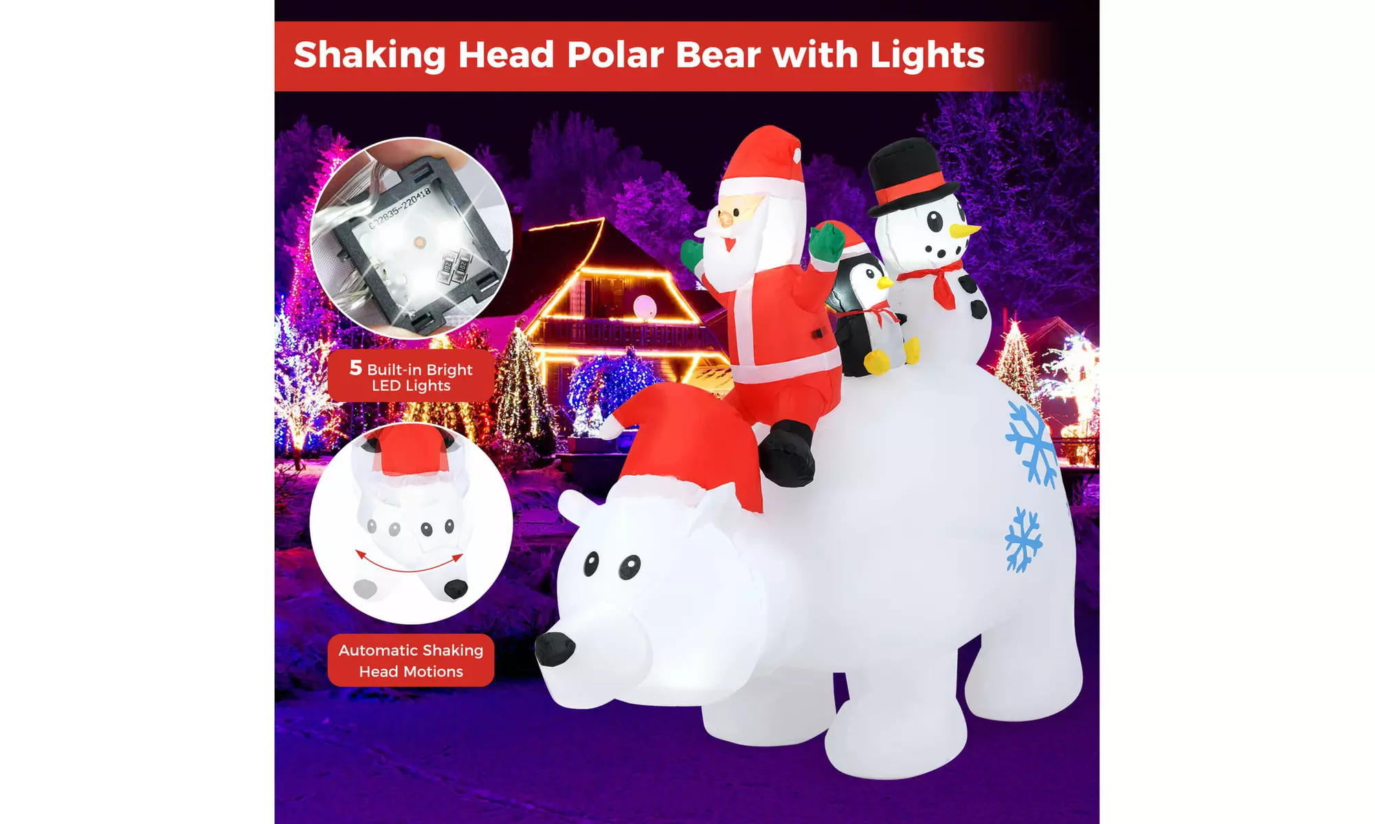 Costway Inflatable Christmas Santa Claus Helicopter Snowman Penguin Lights