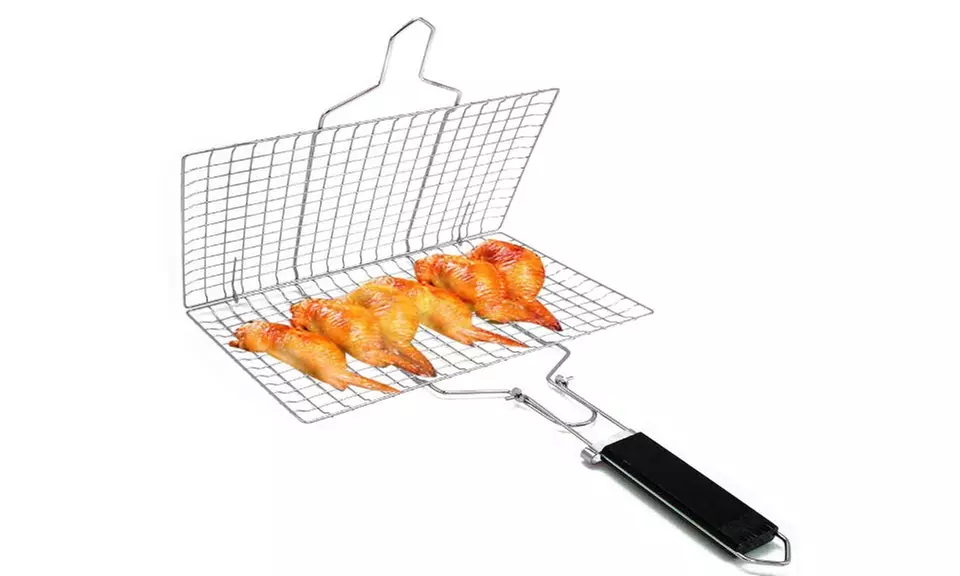 Non-stick Stainless Steel Foldable Nets Easy-to-flip BBQ Basket - Primary Image