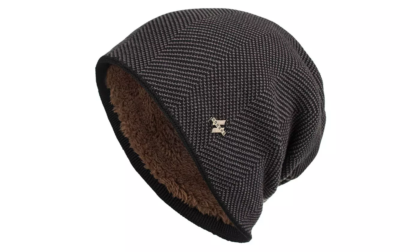 Mens Winter Knitting Plush Head Warmer Cap Hats