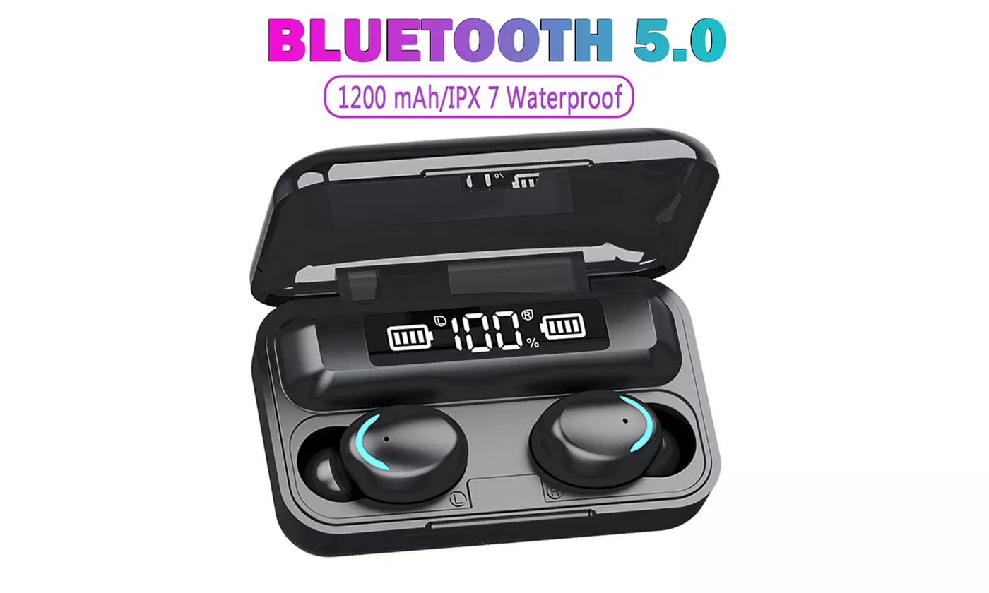 2021 True Wireless Earbuds, Bluetooth 5.0 Earphones with 1200mAh Charging Case - Primary Image