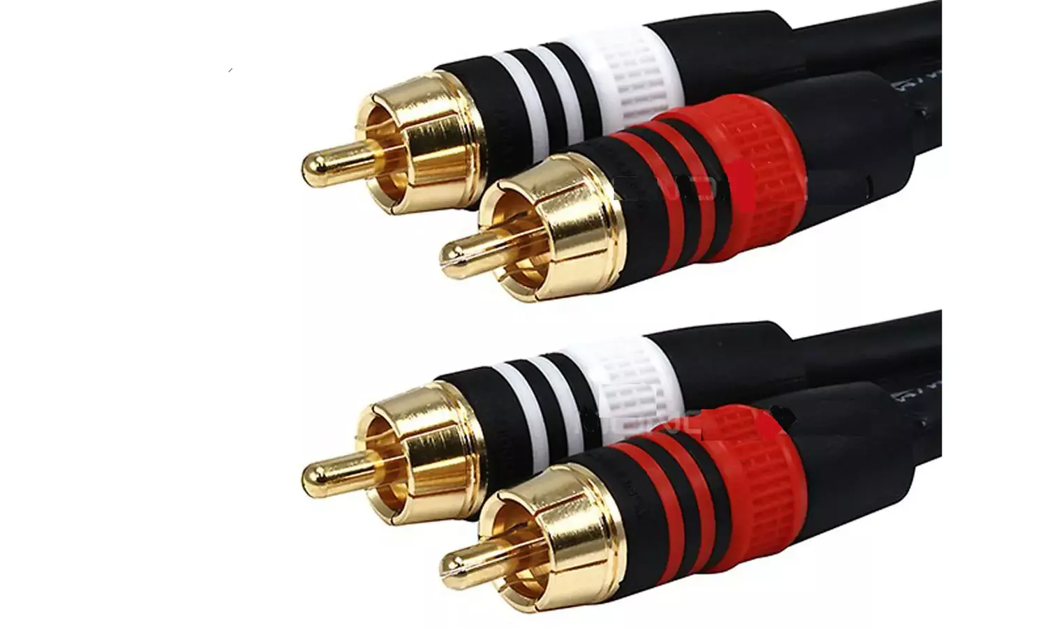 Monoprice 50ft Premium 2 RCA Plug/2 RCA Plug M/M 22AWG Cable Black - Primary Image