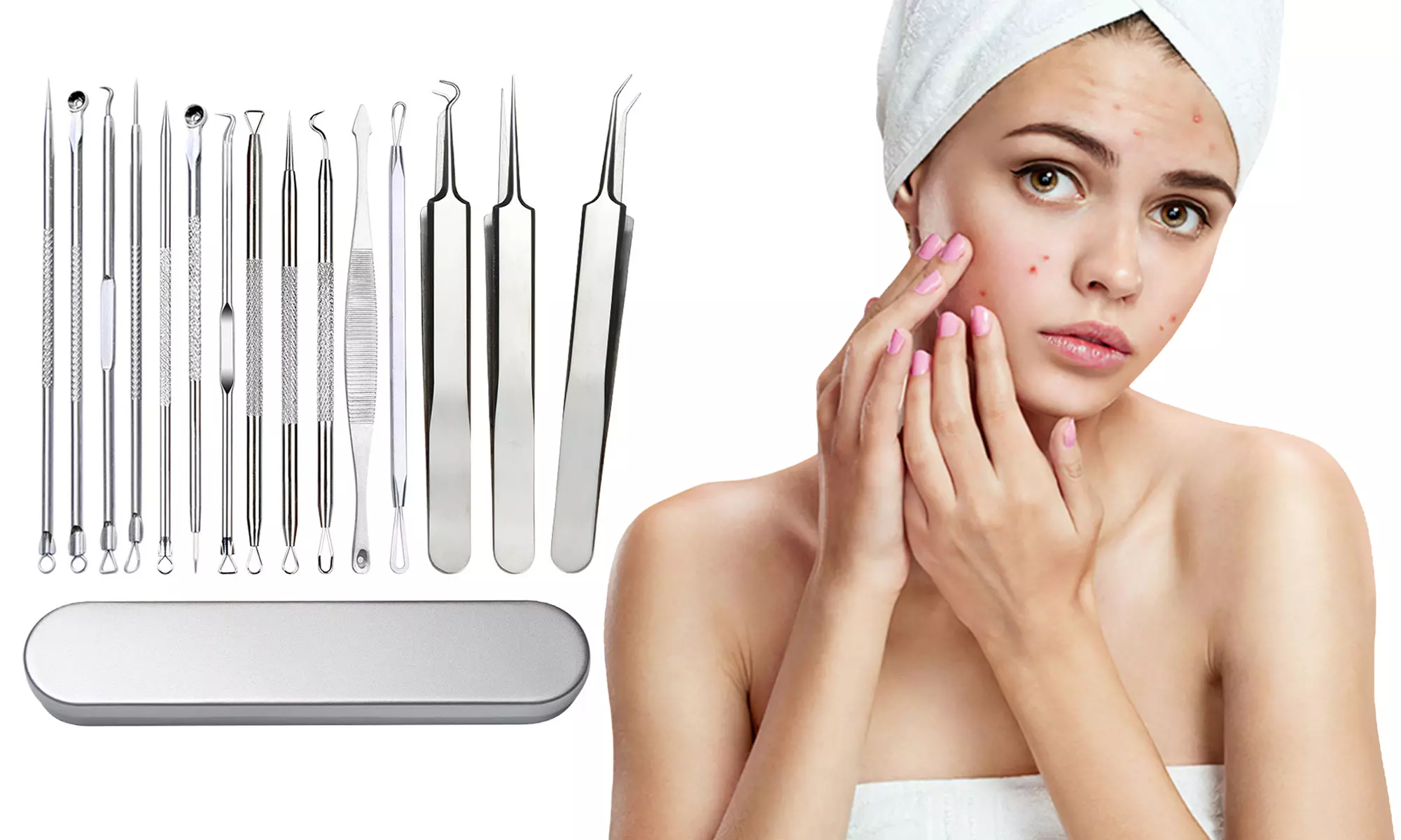Blackhead Remover Tool Comedo Acne Removal Kit 15 Pcs Zit Removing for Nose Face - Primary Image