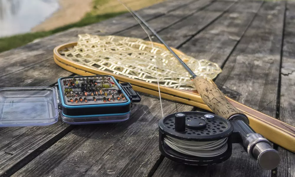 Landing Fish Net- Fly Fishing Equipment, Clear Rubber Mesh and Wooden Handle - Second Medium
