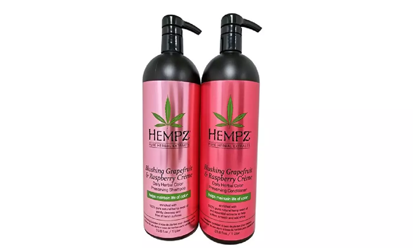Hempz Blushing Grapefruit & Raspberry Creme Herbal Shampoo , Conditioner 67.6 oz - Second Medium