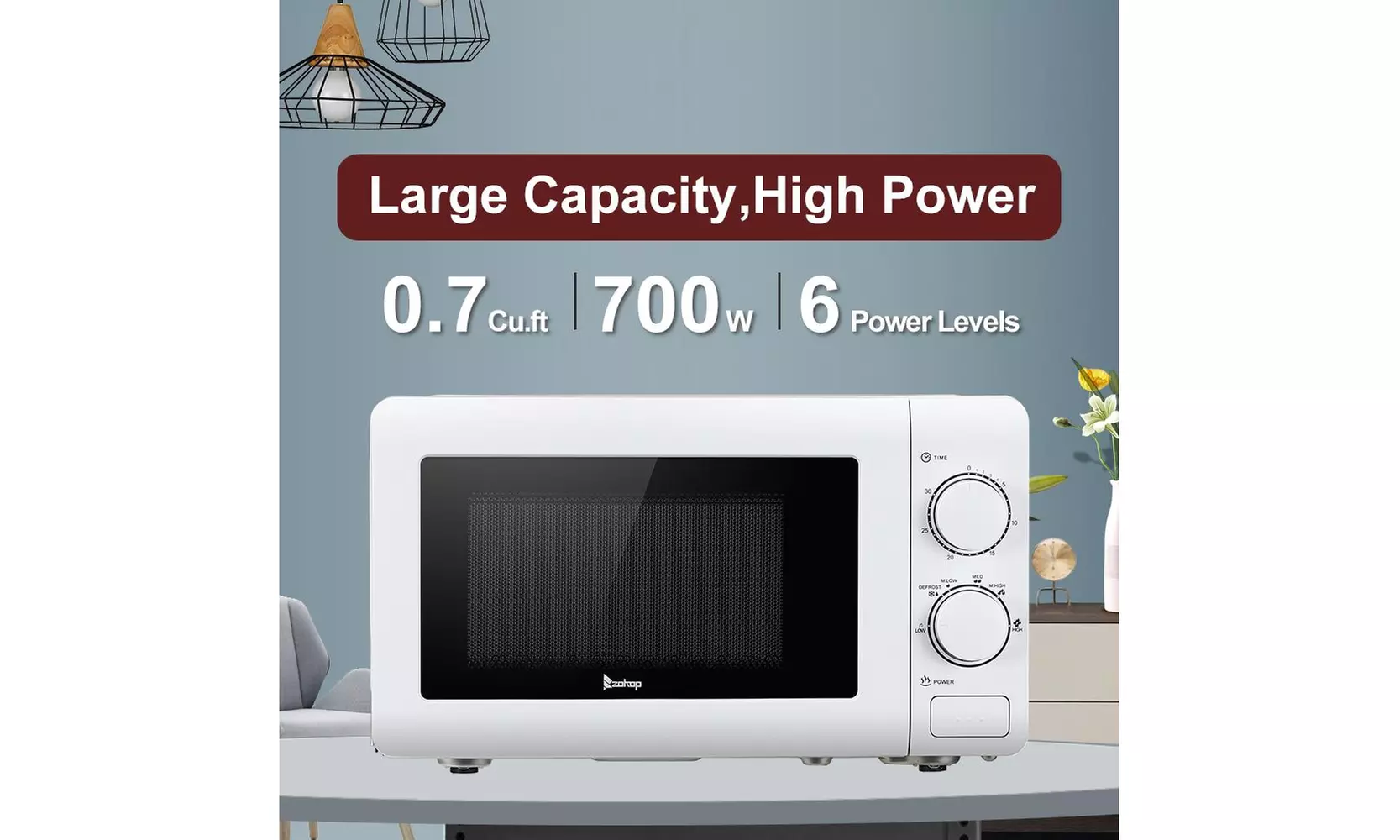 20L/0.7cuft Conventional Microwave,White - Primary Image