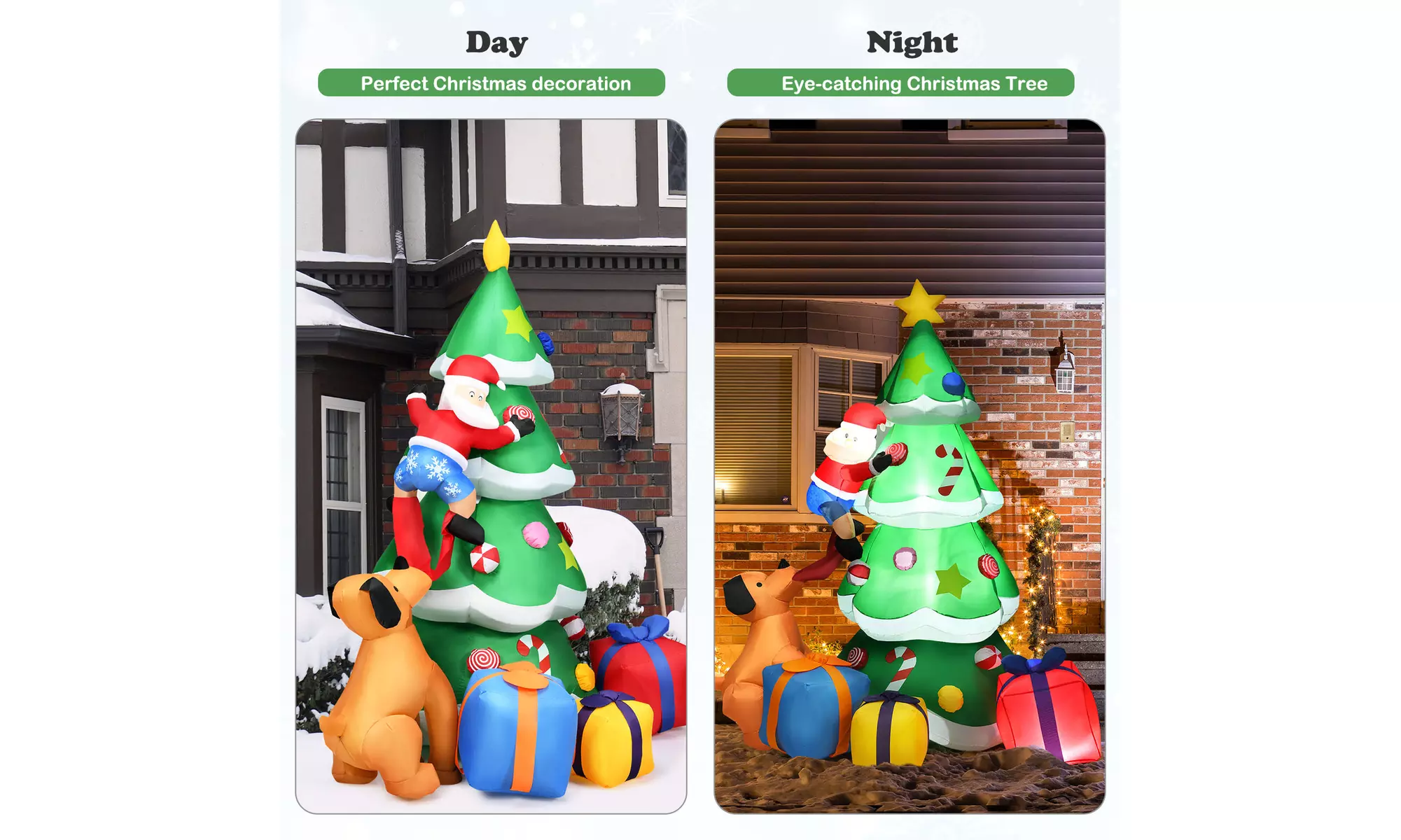 Costway 7 FT Inflatable Christmas Tree Santa Decor w/LED Lights Yard Decoration