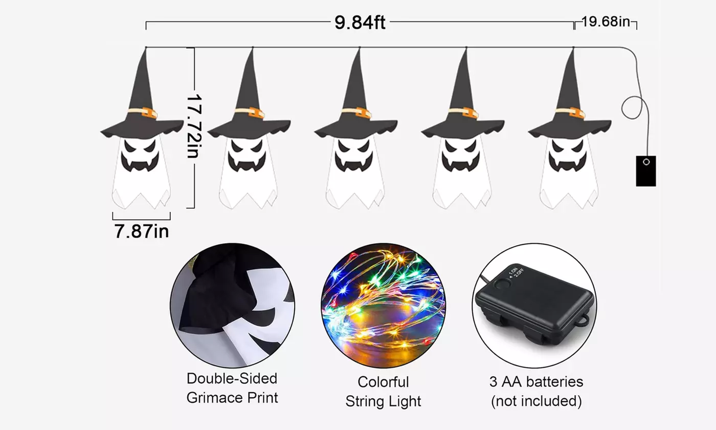 Halloween Light Up Hanging Glowing Ghost Pumpkin Flying Ghost Decoration