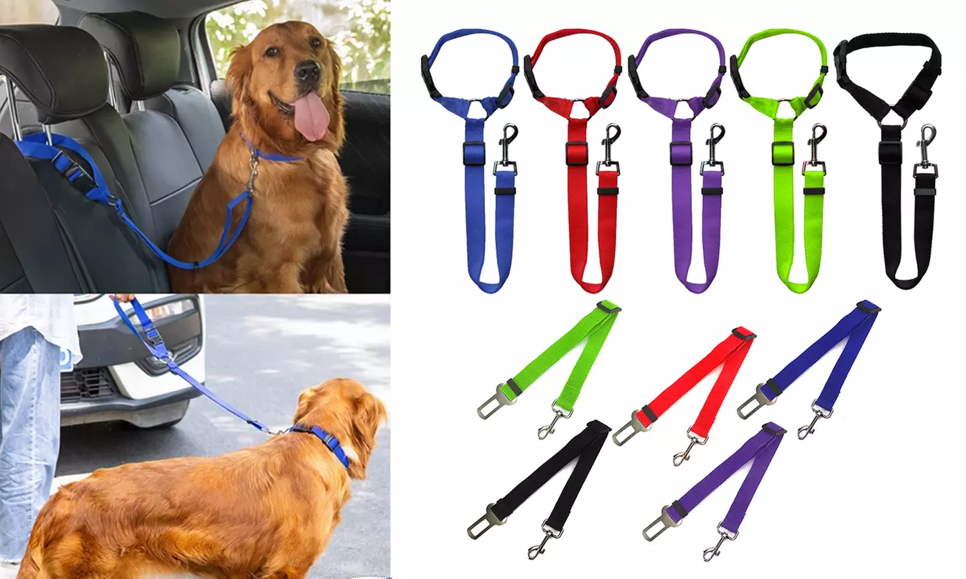 Dog Car Safety Seat Belt Restraint Harness Leash Travel Clip for Pet Cat - Primary Image