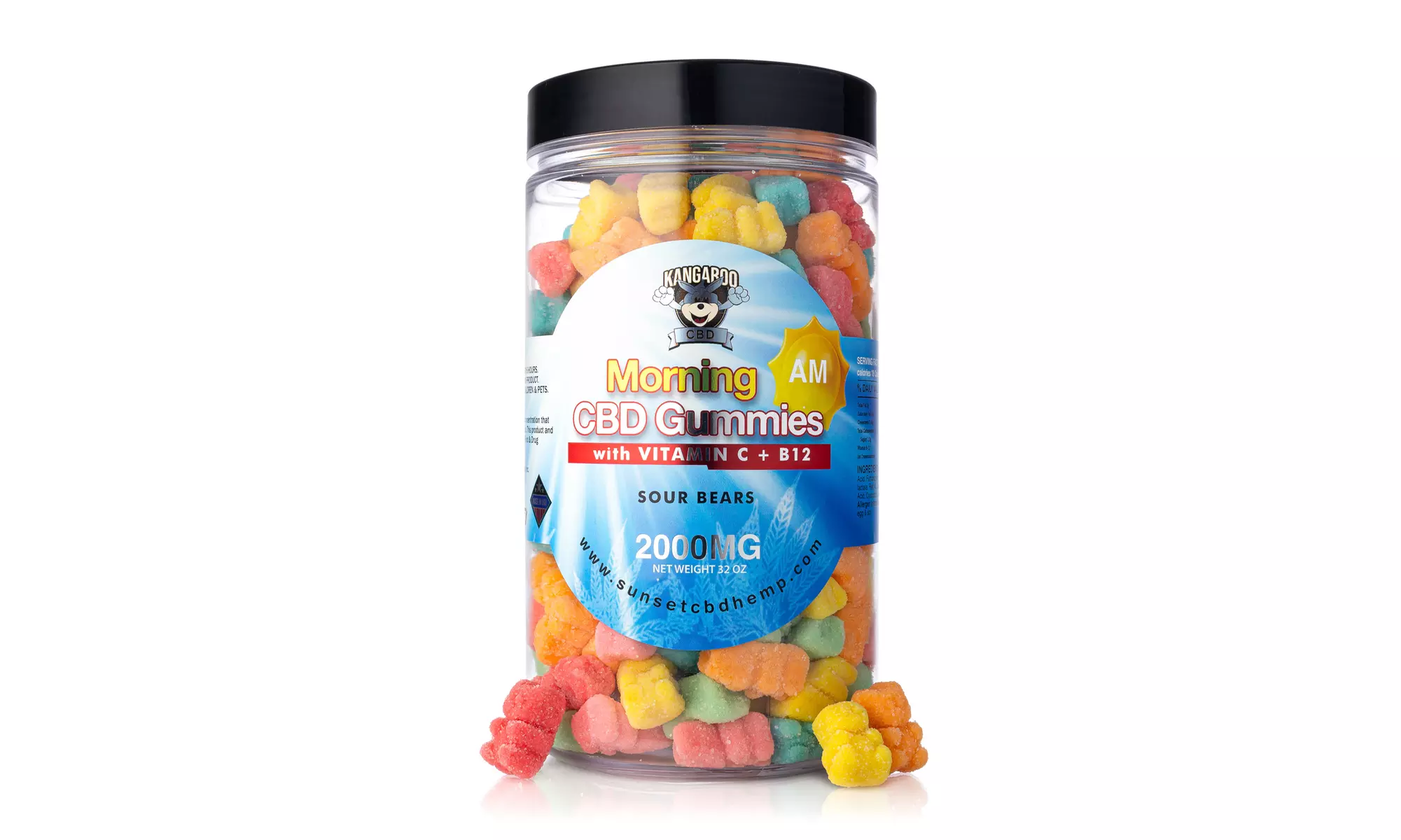 CBD for AM & PM with B12, Vitamin C & Melatonin Infused Gummies from Kangaroo