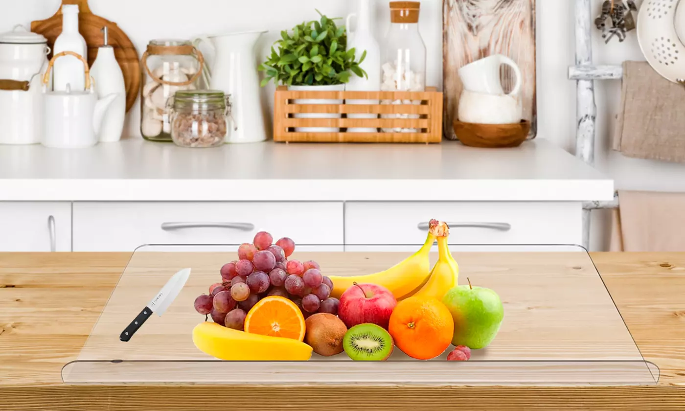 NewHome 18"x16" Clear Acrylic Cutting Board with Counter Lip (2-Pack)