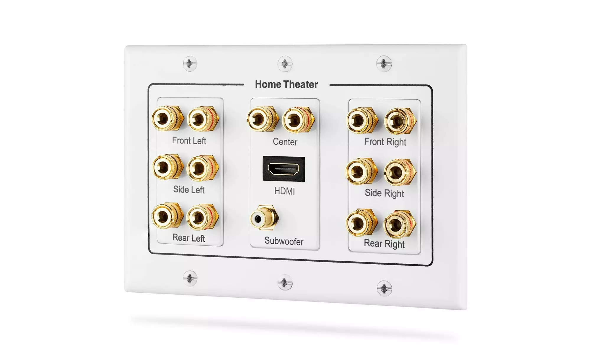 7.1 Surround Home Theater Speaker Wall Plate Banana Binding Post HDMI Port 3Gang - Second Medium