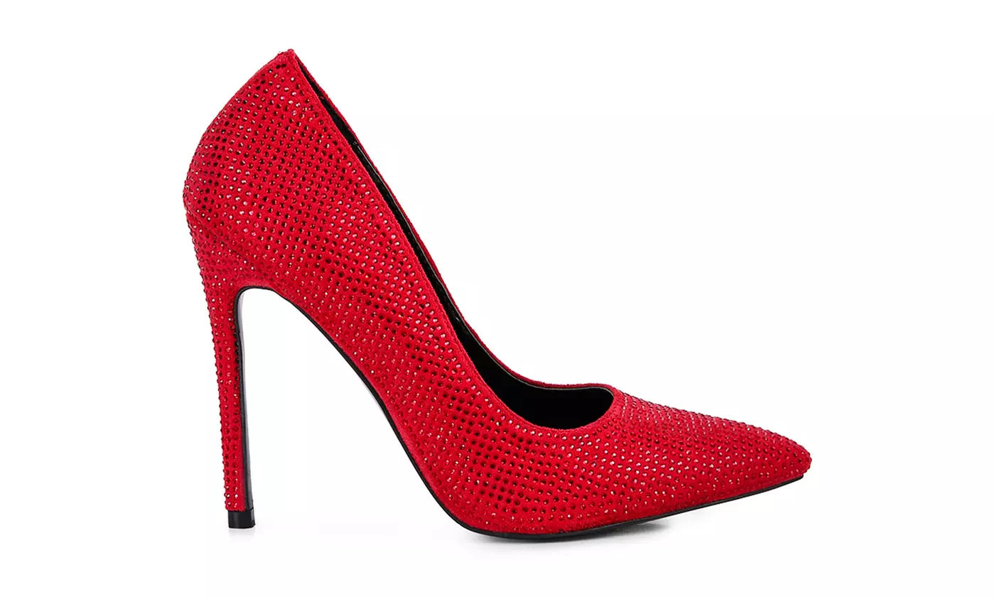 London Rag Alter Ego Heatseal Court Embellished Stiletto Heels